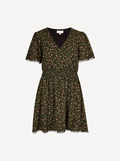Ditsy Floral Gold Foil Mini Dress