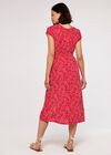 Brush Spot Milkmaid Midi Dress, Red, large