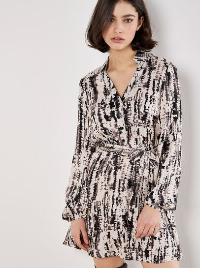 Tie Dye Stripe Shirt Mini Dress