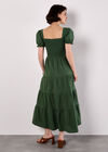 Cotton Tiered Milkmaid Midi Dress, Green, large