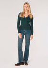 Rib Knit Wrap Top, Green, large