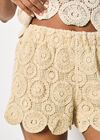 Crochet Circle Mini Shorts, Stone, large