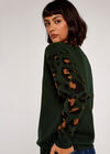 Animal Sleeve Jumper, Green, large