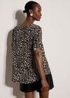 Button Back Animal Print Woven T-Shirt, Stone, large