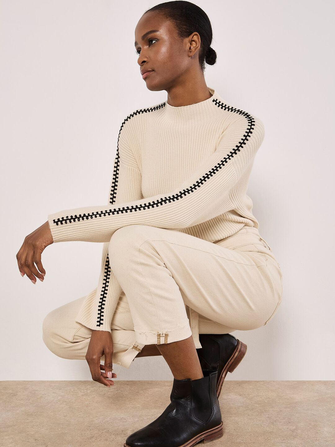 Image of Blanket Stitch Ribbed Jumper