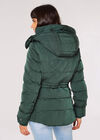 Faux Fur Hood Puffer Jacket, Green, large