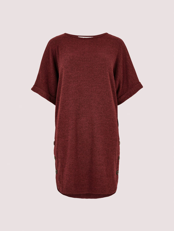 Soft Touch Batwing Mini Dress , Burgundy, large