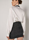 Ruched Metallic Mini Skirt, Silver, large