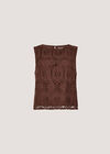 Crochet Lace Tile Shell Top, Brown, large