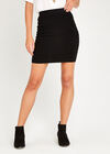 Black Ribbed Bodycon Mini Skirt, Black, large