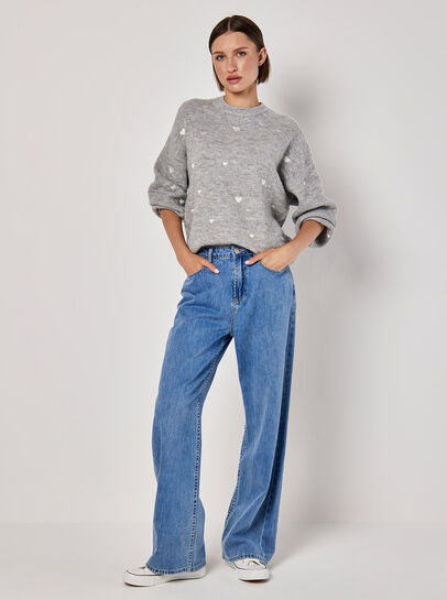 Embroidered Heart Jumper