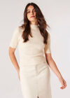 Ribbed Knit Top, White, large