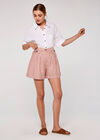 Stripe Linen Blend Shorts, Rust, large