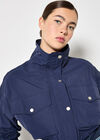 Sporty Cropped Jacket, Navy, large