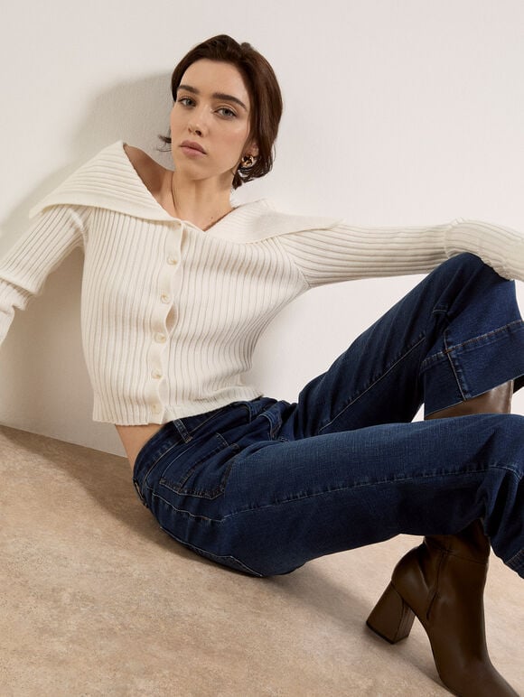 Ani Cropped Flare Jeans, Blue, large