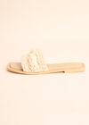 Hand-Crocheted Raffia Mule Sandals, White, large