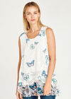 Butterfly Mesh Knit Layered Top, Cream, large