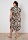Mixed Animal Print Shirt Midi Dress, Stone, large