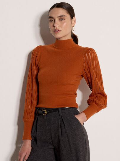 Plait Mesh Sleeve Jumper