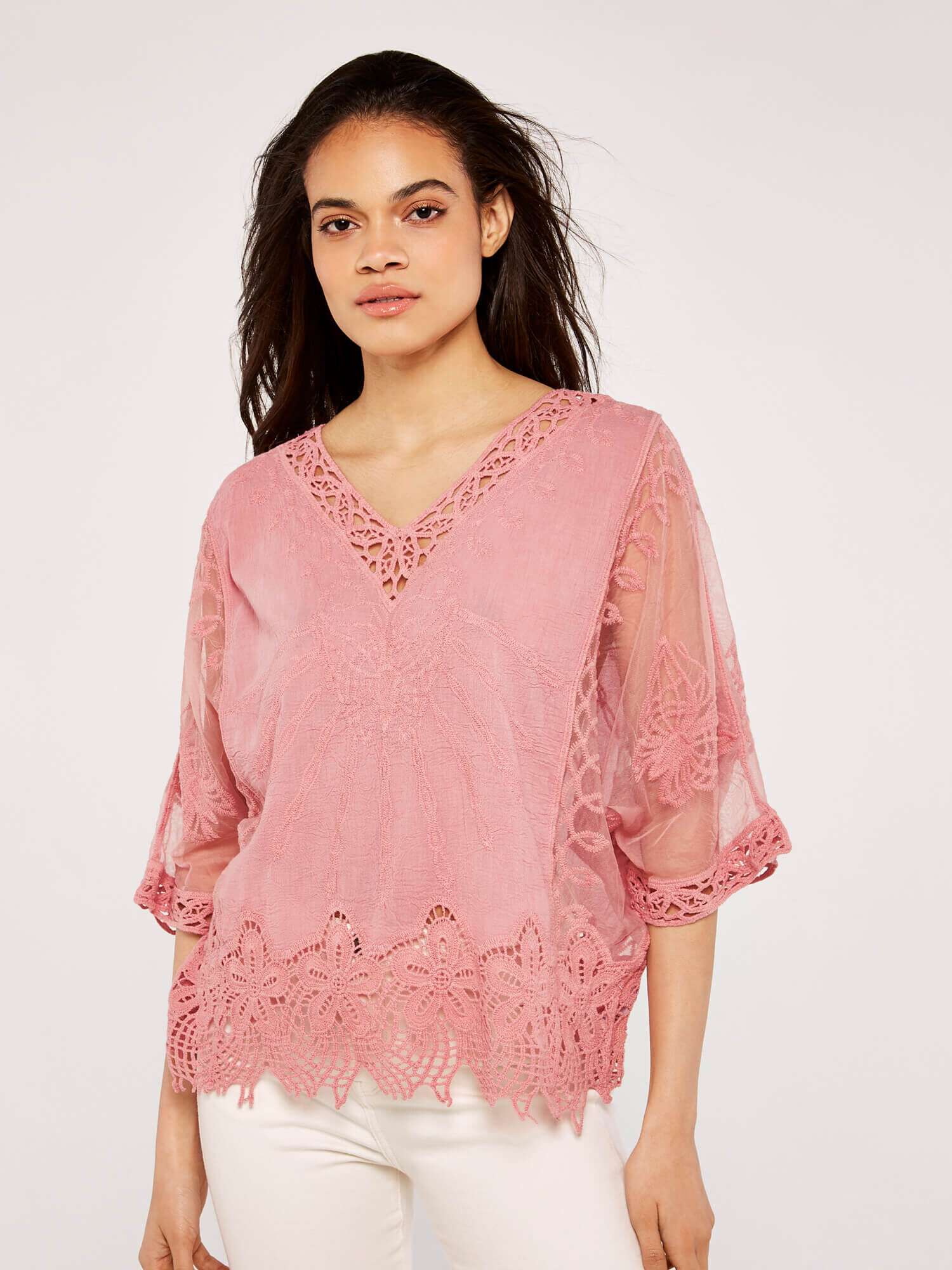 Apricot crochet sale top