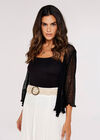 Lightweight Sheer Knitted Shrug, Black, large