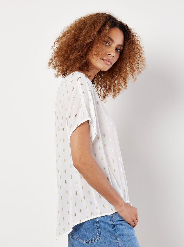 Foil Speckle Modern Top, White, large