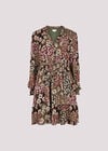 Patchwork Floral Shimmer Mini Dress, Green, large