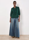 Ruffle Front Chiffon Blouse, Green, large