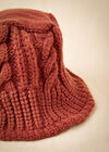 Cable Knit Bucket Hat, Red, large