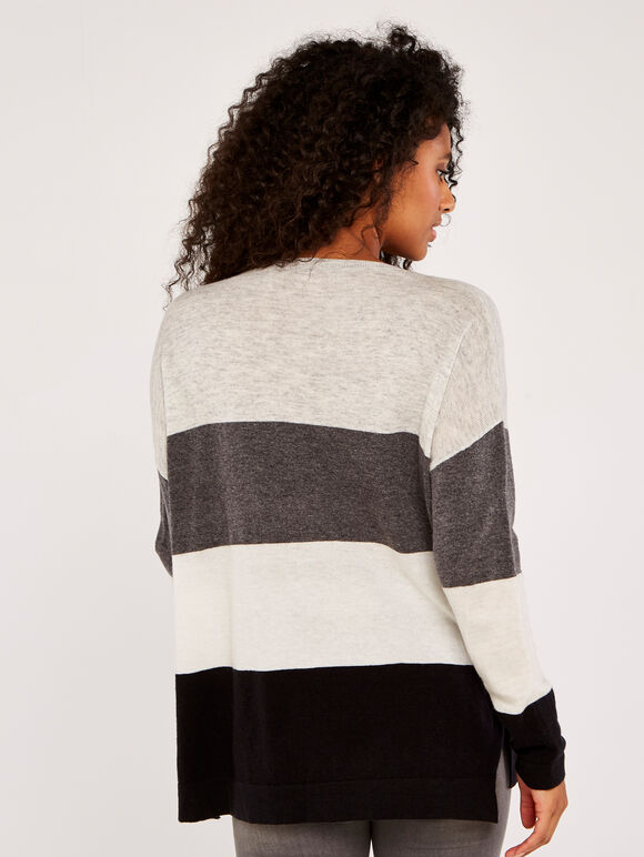 Colour Block Oversized Jumper, Cream, large
