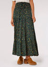 Forest Floral Tiered Maxi Skirt, Green, large