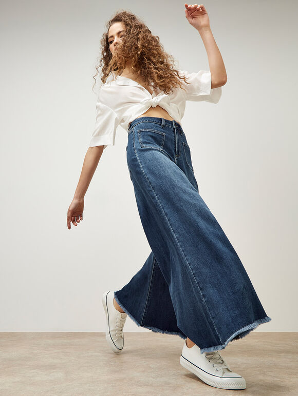 Gianna Wide-Leg Jeans, Blue, large