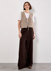Scallop Edge Waffle Knit Waistcoat, Brown, large
