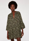 Camo Look Print Tiered Dress, Khaki, large