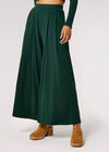 Ribbed Knit Palazzo Trousers, Green, large