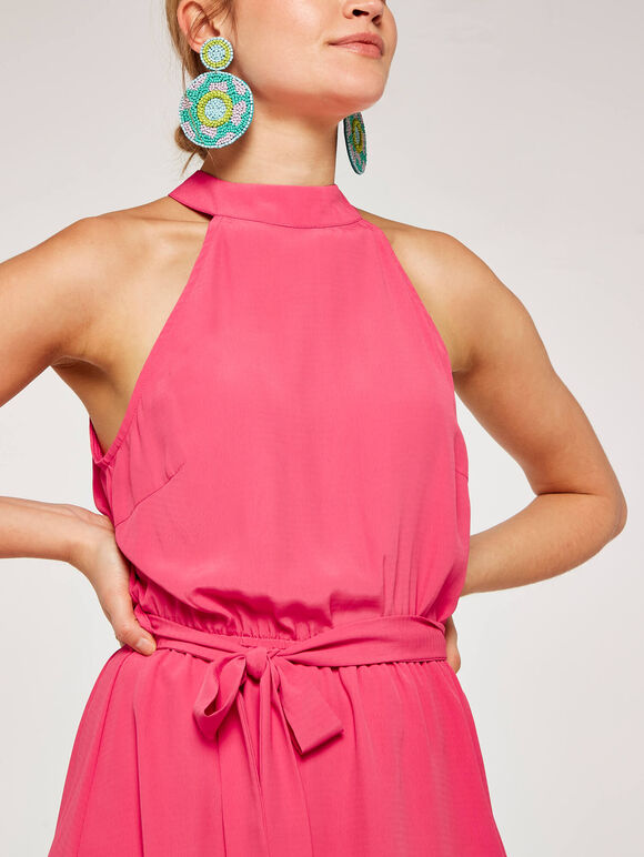 Halter Neck Dress, Fuchsia, large