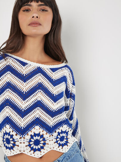 Crochet Chevron Bell Sleeve Top