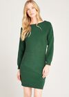 Zip Shoulder Colourblock Dress, Green, large