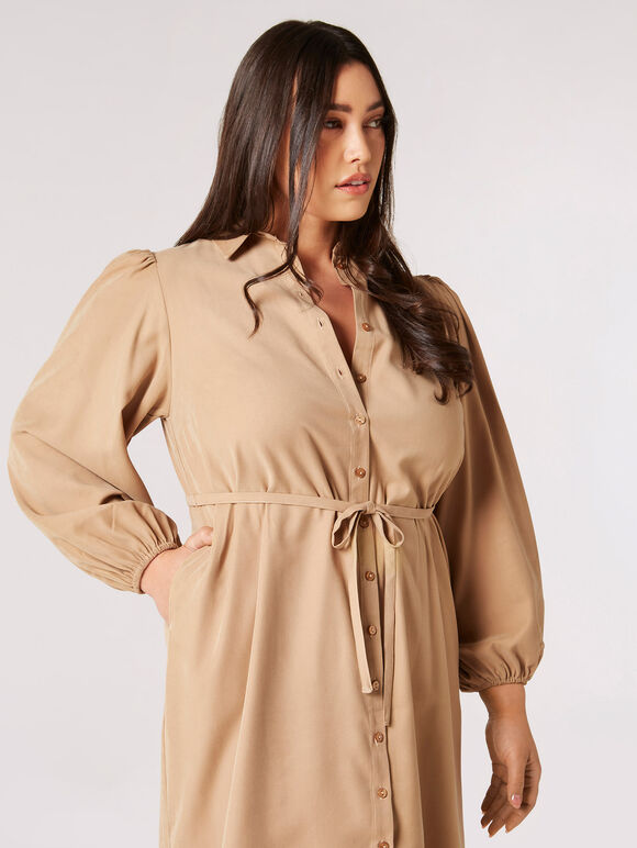 Curve Shirt Maxi Dress, Stone, large