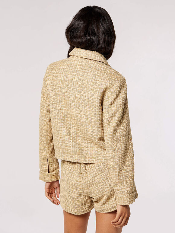 Gold Tweed Tailored Jacket, Stone, large