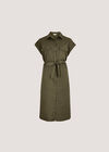 Cotton Slub Midi Shirt Dress, Khaki, large