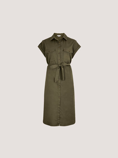Cotton Blend Midi Shirt Dress