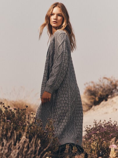 Chunky Cable Knit Longline Cardigan