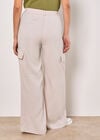 Wide Leg Fluid Cargo Trousers, Stone, large