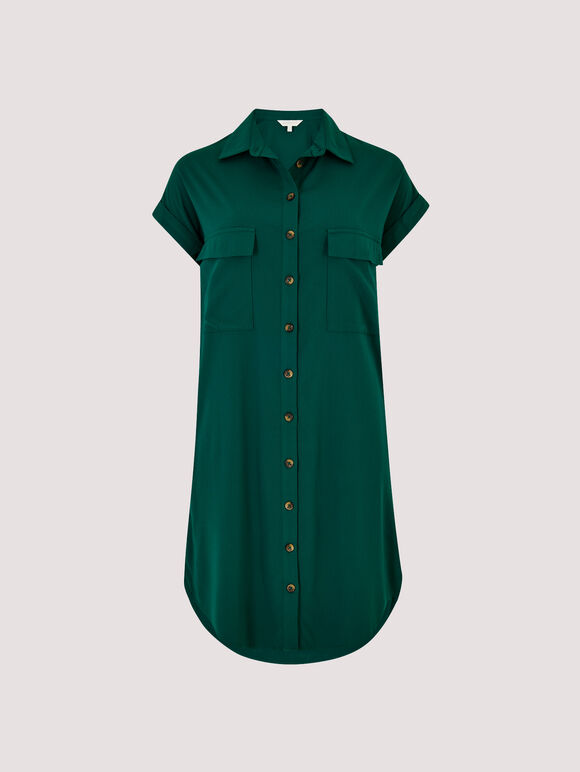 Shirt Mini Dress, Green, large