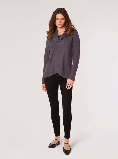 Waffle Knit Button Wrap Top