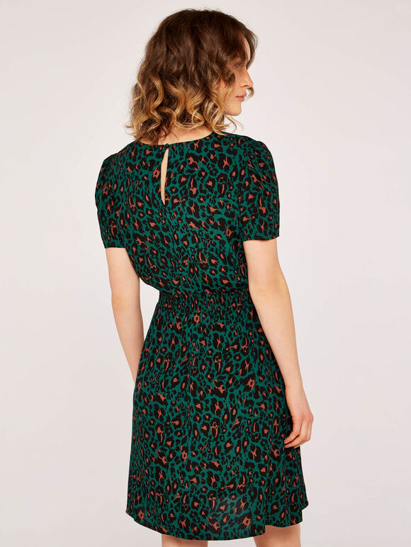 Shirred Waist Dress, Green, large