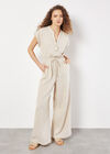 Stripe Woven Palazzo Jumpsuit, Stone, large
