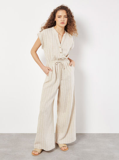 Stripe Woven Palazzo Jumpsuit