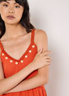 Bead Embellished Cotton Midaxi Dress, Orange, large
